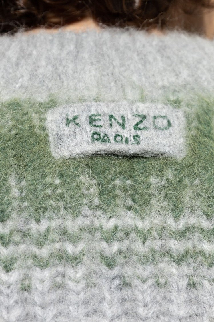 Kenzo Striped V-Neck Sweater With Cozy Alpaca Blend