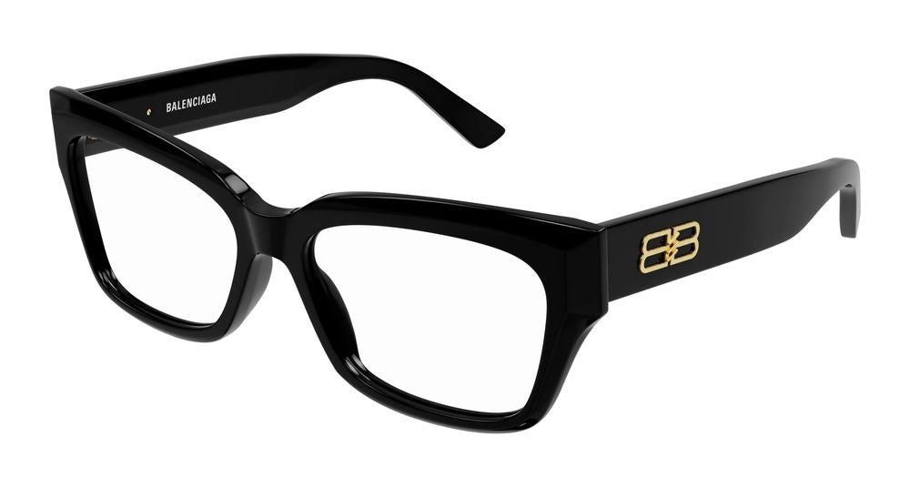 Balenciaga Black Gold-Tone Oversized Square Eyeglasses