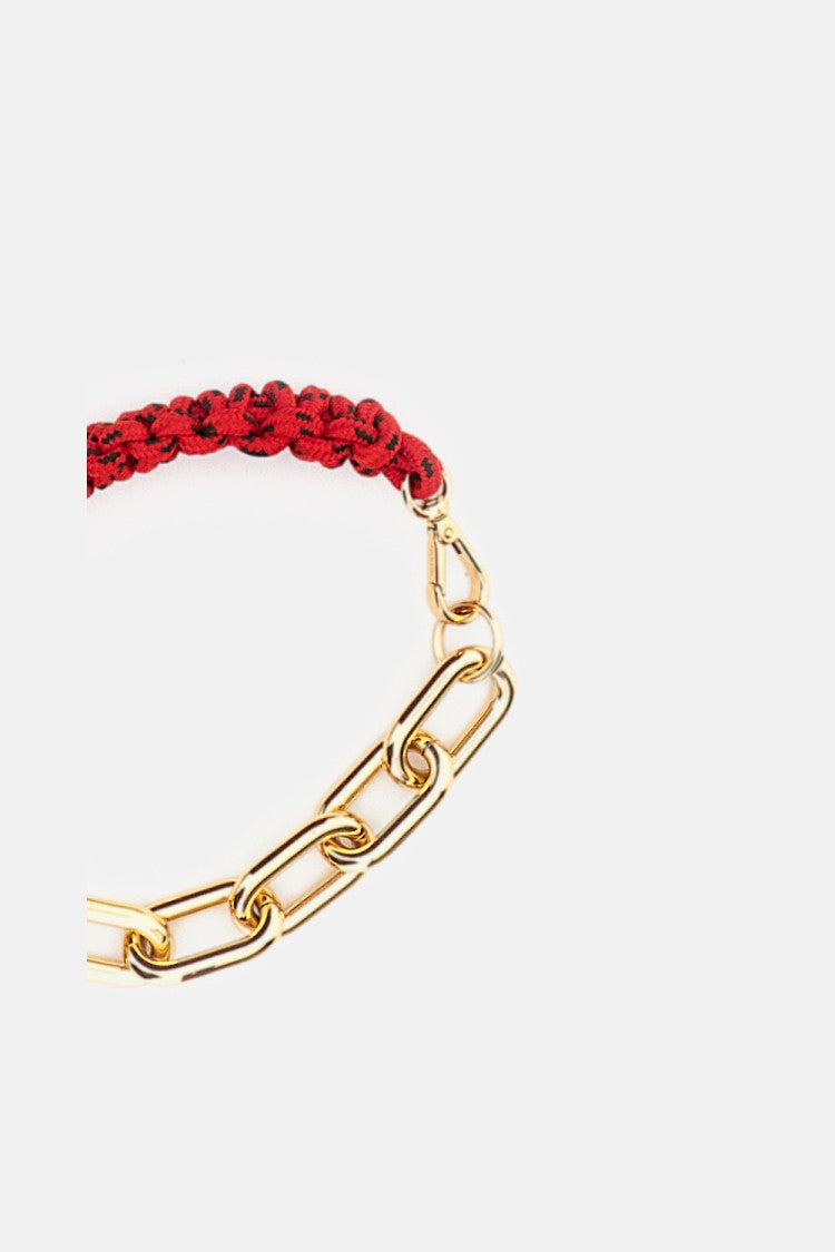 Plan C Red Gold Braided Cord Chain Necklace