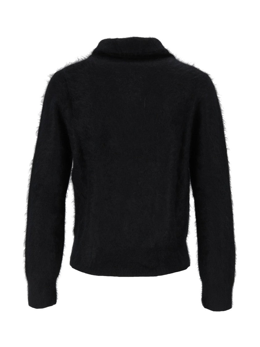 Kangra Cashmere Brushed Cashmere Long-Sleeved Shawl Collar Top