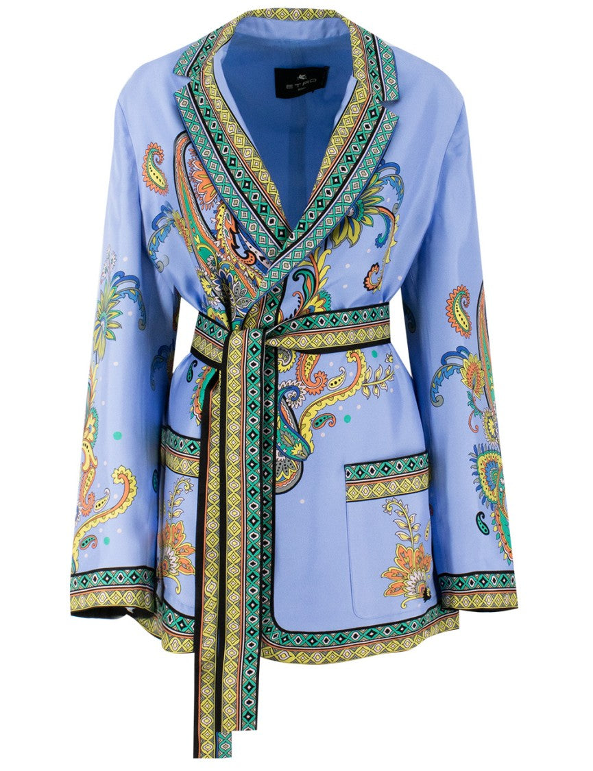 Etro Jacquard Silk Jacket With Modern Kimono Silhouette