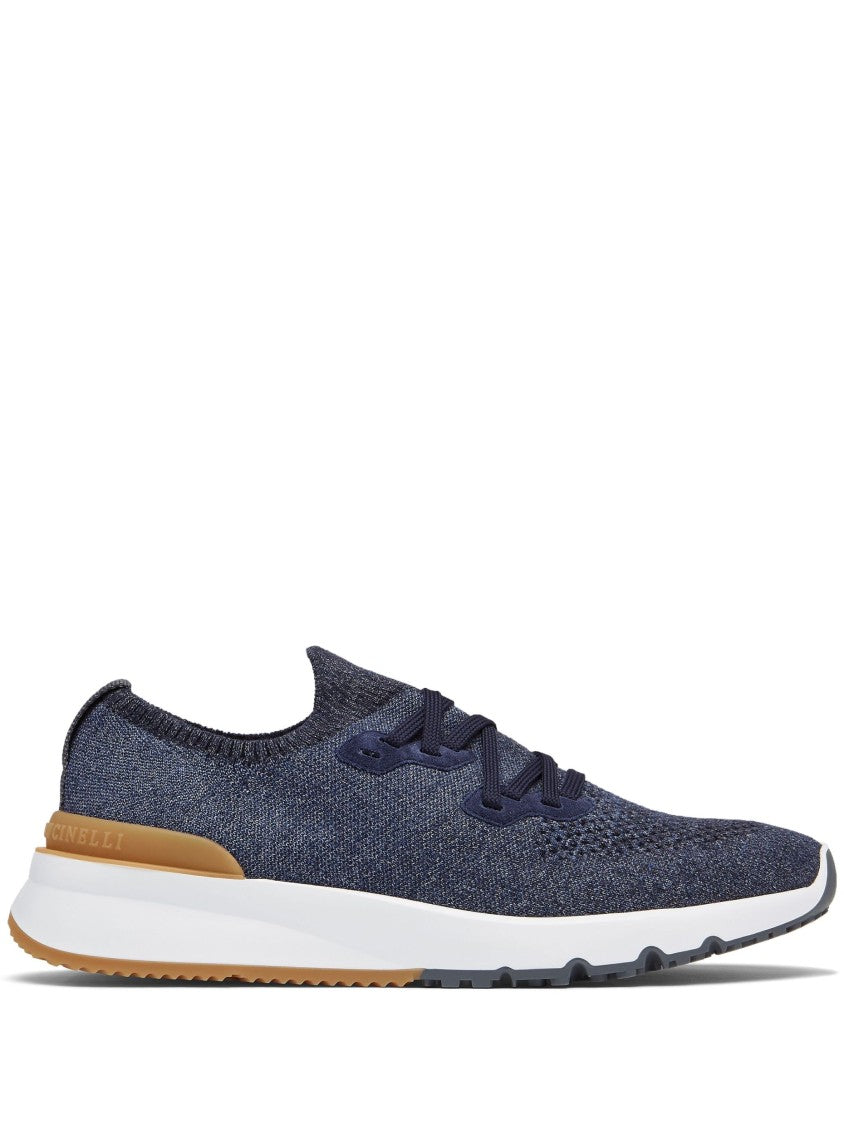 Brunello Cucinelli Navy Breathable Knit Runner Sneakers