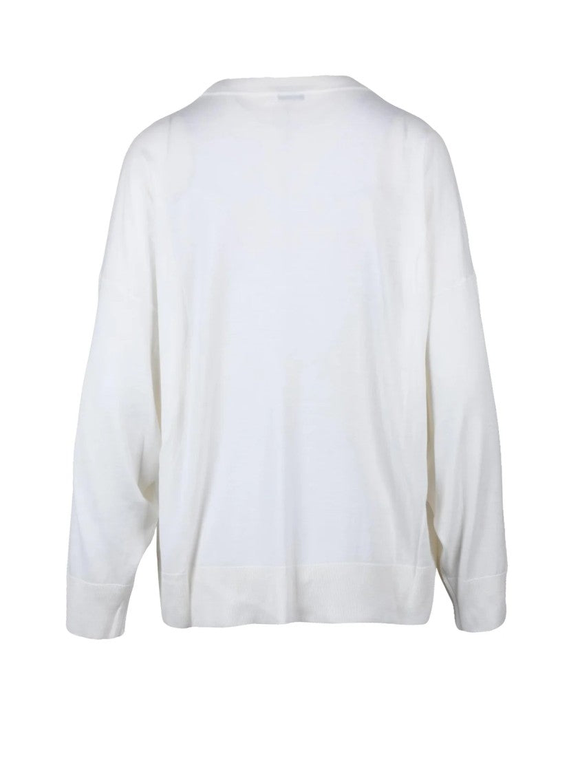 Brunello Cucinelli White Virgin Wool Cashmere Women Sweater