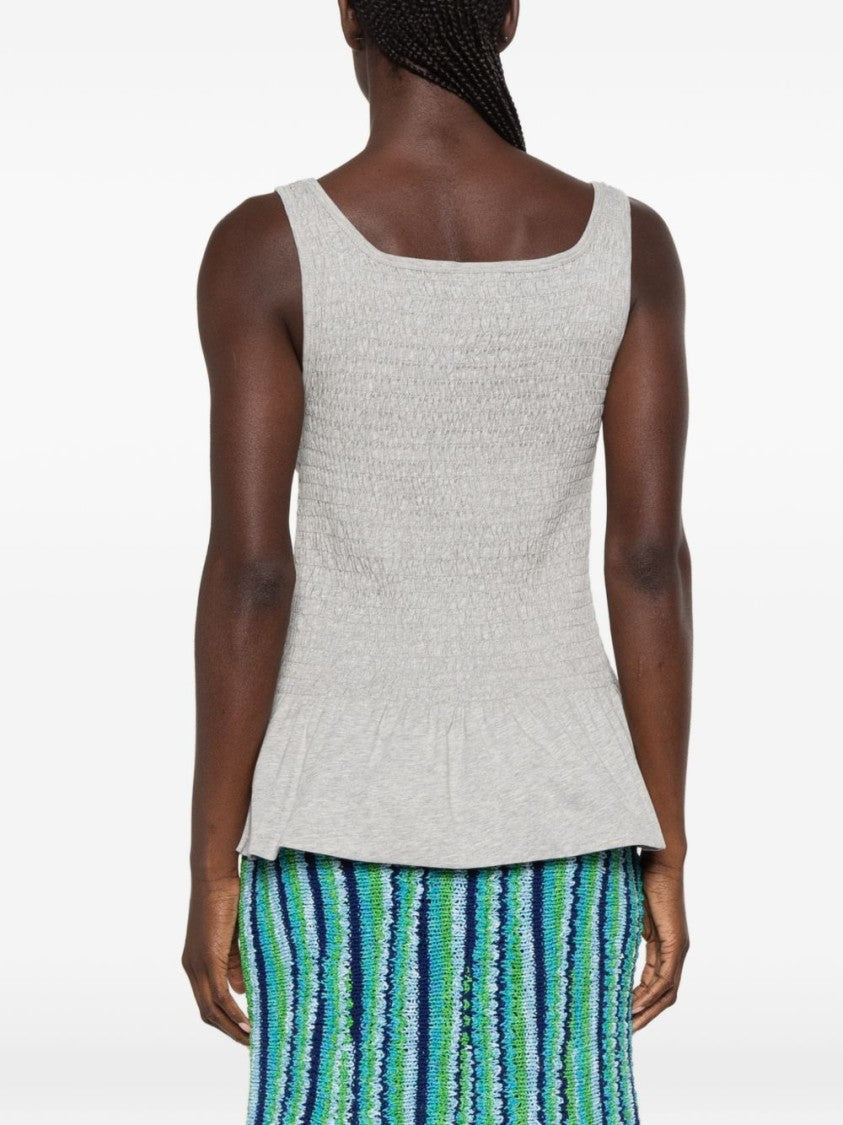 Dries Van Noten Sleeveless Square Neck Flared Peplum Top