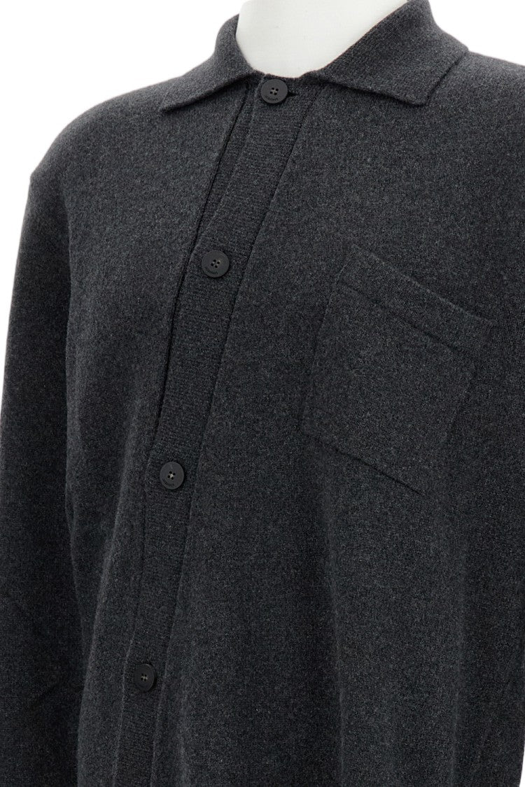 Jacquemus Wool Blend Cardigan With Diagonal Buttoning And Ribbed Finish
