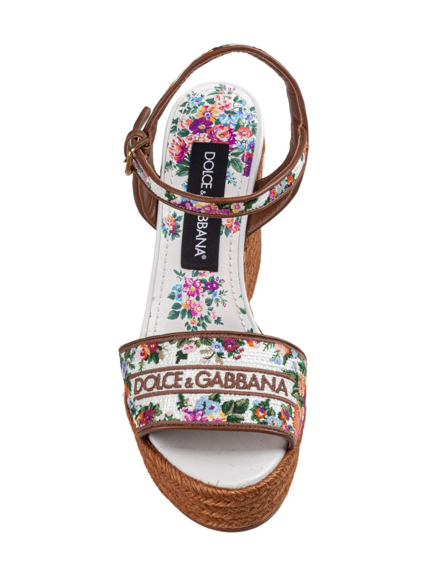 Dolce & Gabbana Fabric And Nappa Wedge Sandal