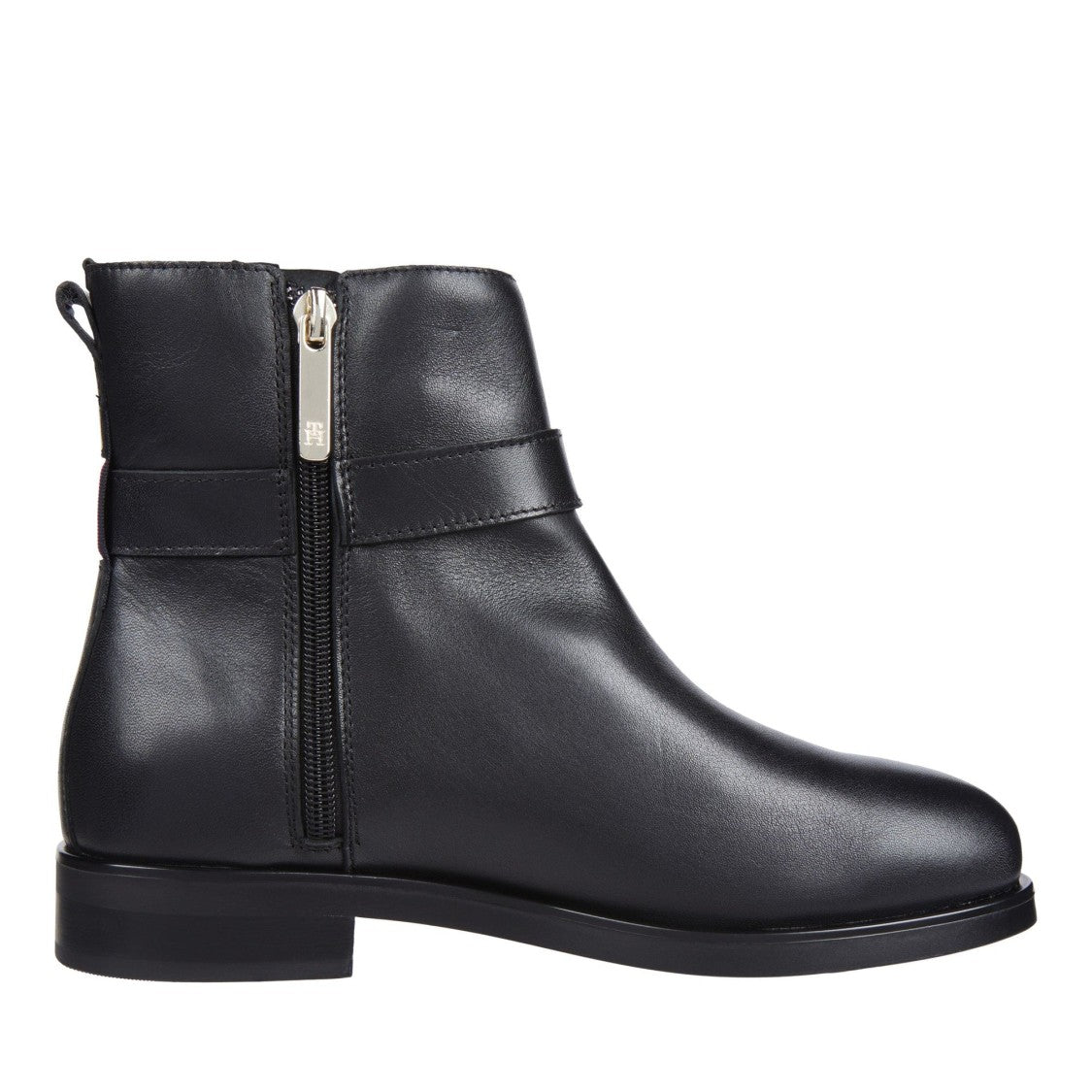 Tommy Hilfiger Black Leather Decorative Belt Boots