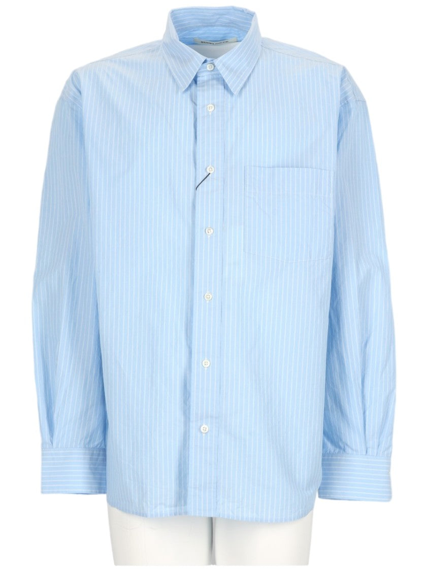 Sunflower New Base Striped Button-Up Cotton Shirt