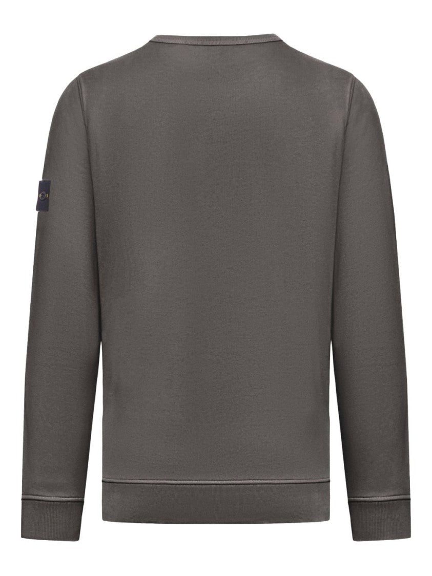 Stone Island Minimalist Grey Crewneck Sweatshirt With Subtle Patch Detail