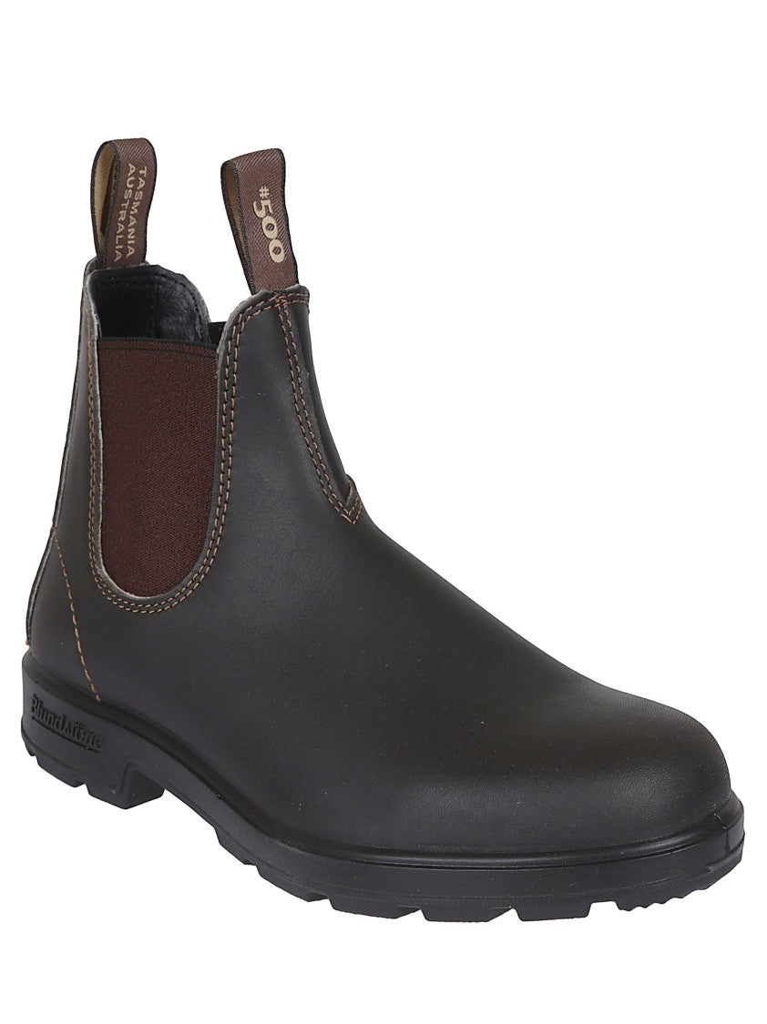 Blundstone Ankle-High Rustic Brown Leather Boots With Elastic Side Straps