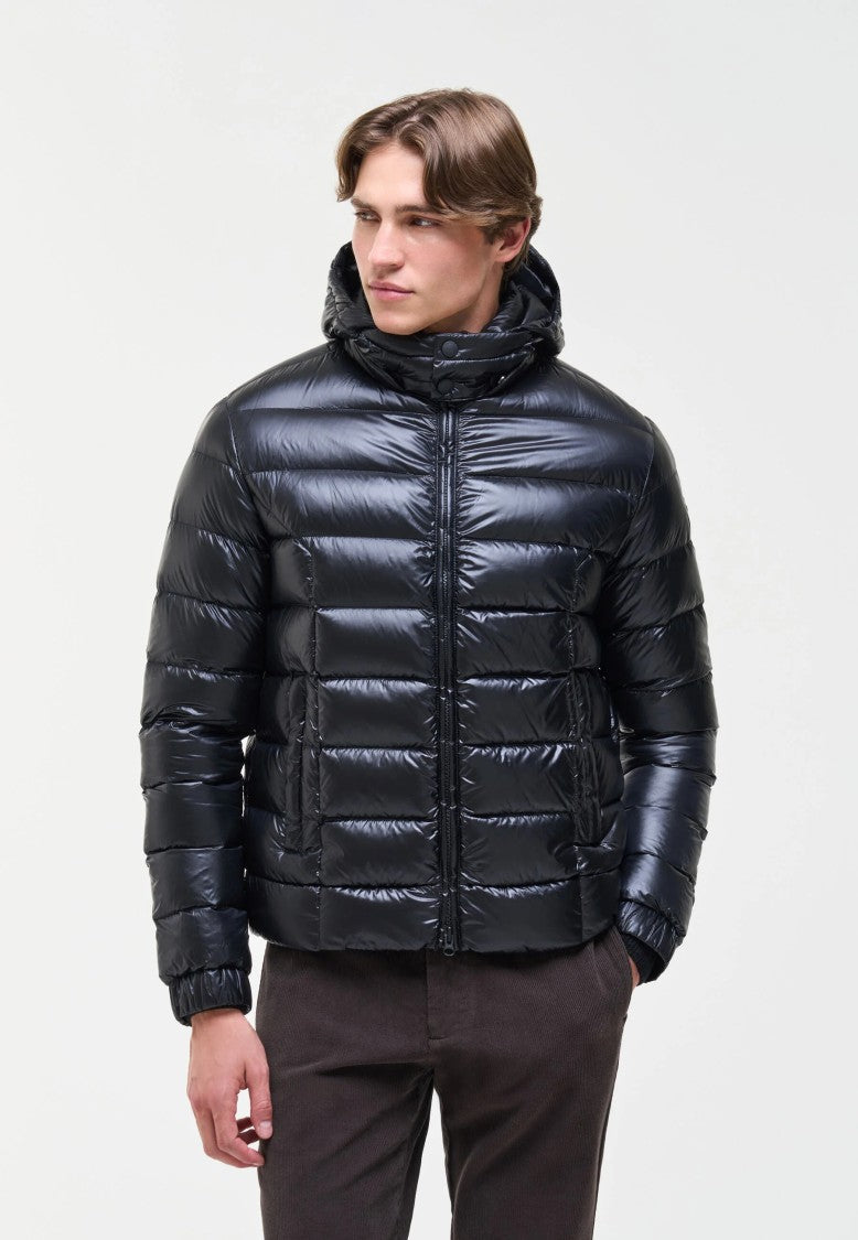 Colmar Quilted Detachable Hood Black Down Jacket