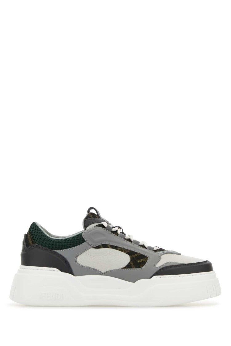 Fendi Multicolor Leather And Canvas Force Sneakers