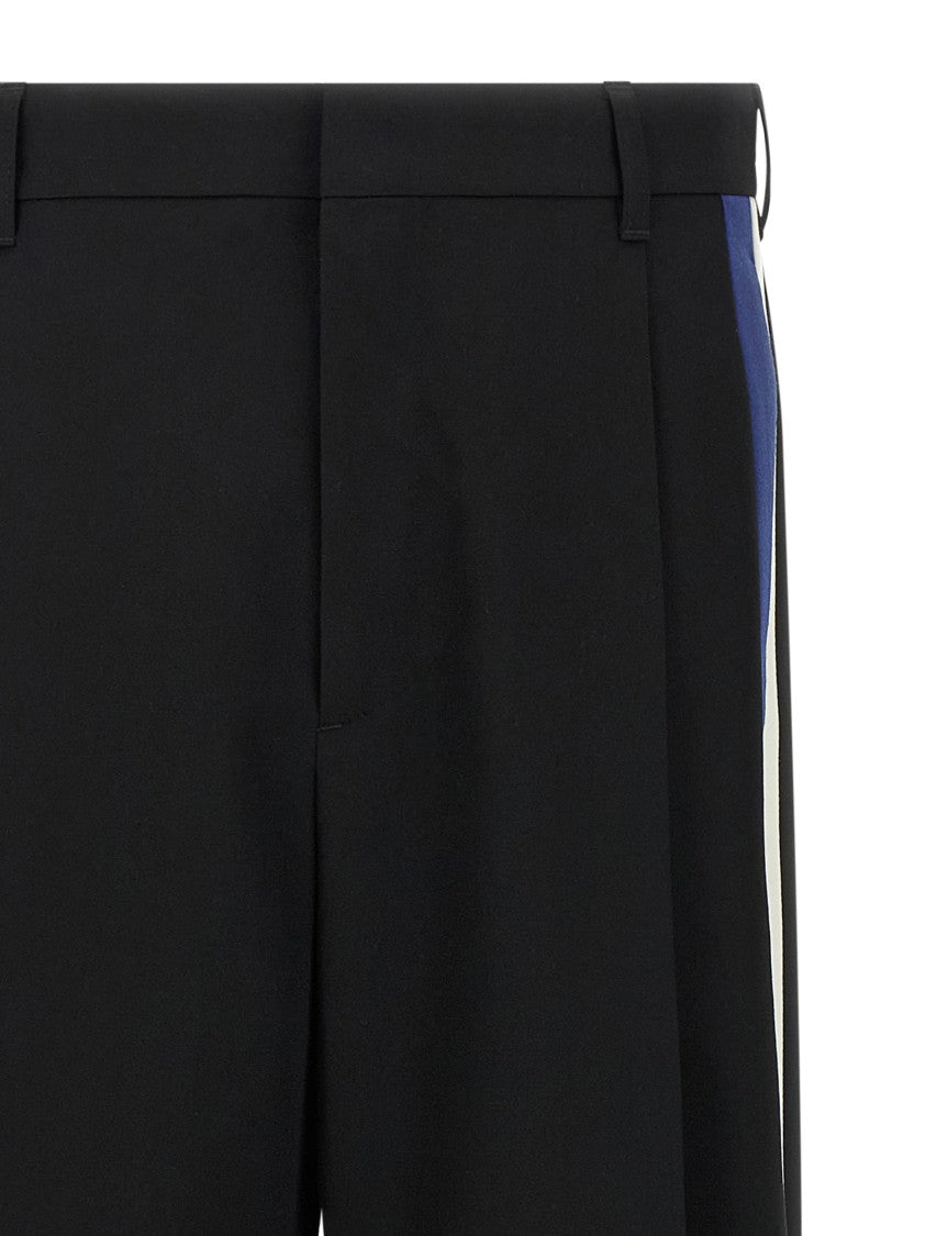Marni Straight Leg Wool Trousers With Two-Tone Side Bands