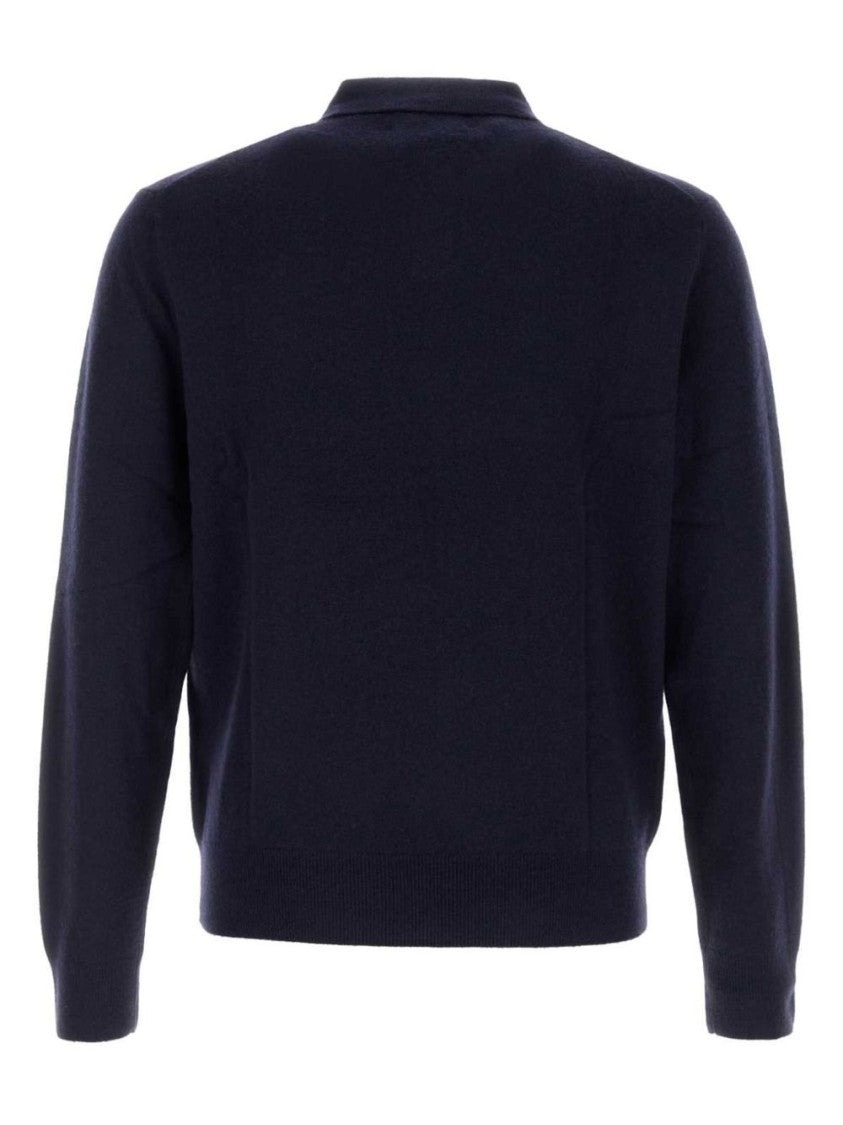 Polo Ralph Lauren Polo-Style Navy Wool Sweater With Johnny Collar