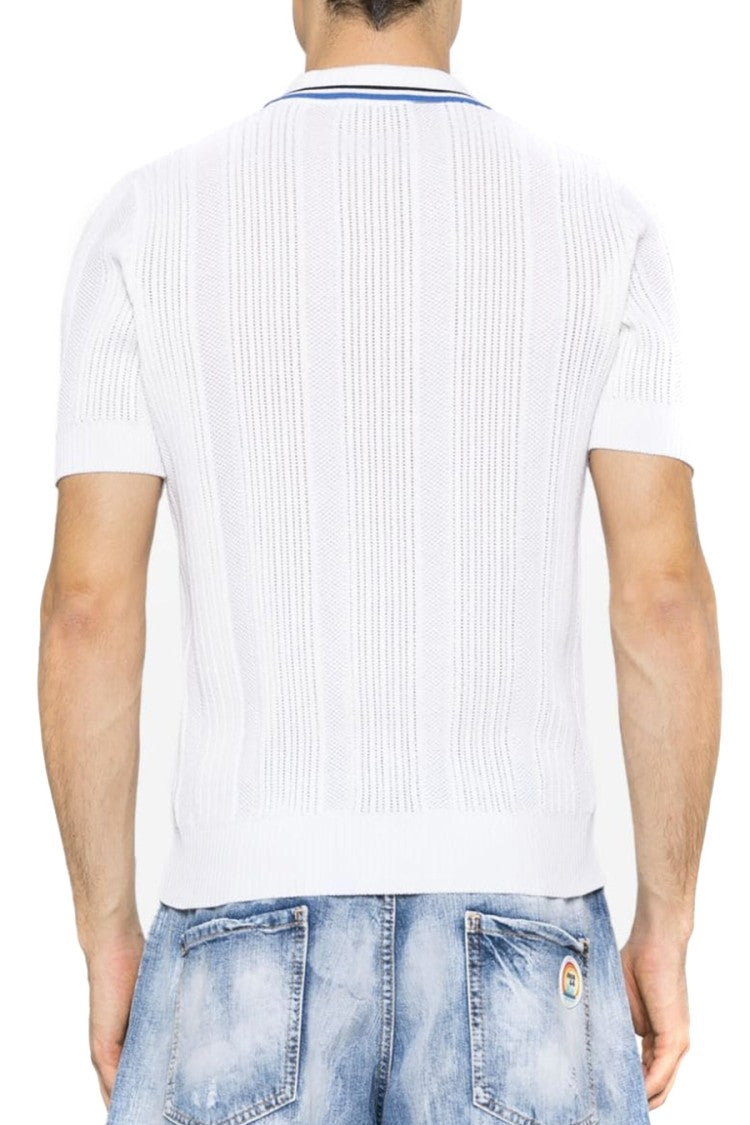 Dsquared2 Textured Stripe Knit Polo Buttoned Placket