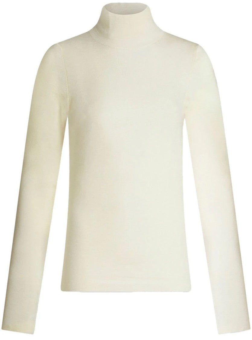 Etro Fitted Cream Wool Turtleneck