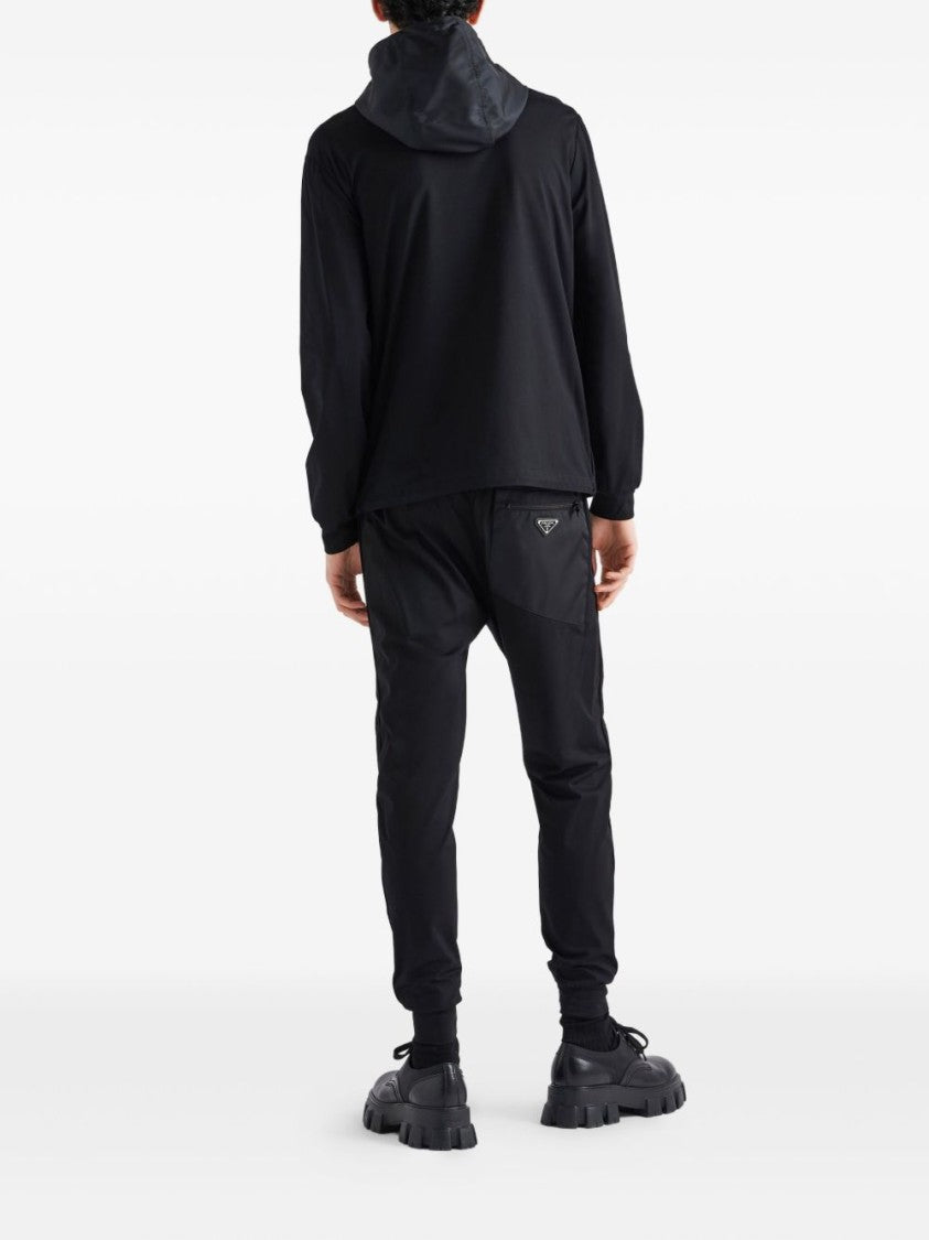 Prada Black Hooded Ribbed Cuffs Jacket