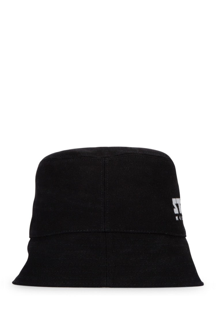 Stella Mccartney Structured Black Bucket Hat With Bold Embroidery