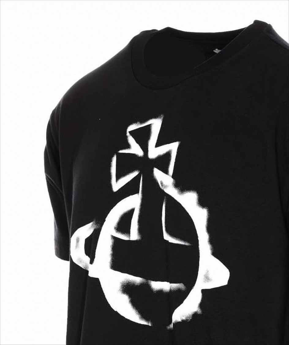 Vivienne Westwood Bold Graphic Black Cotton T-Shirt With Crew Neckline