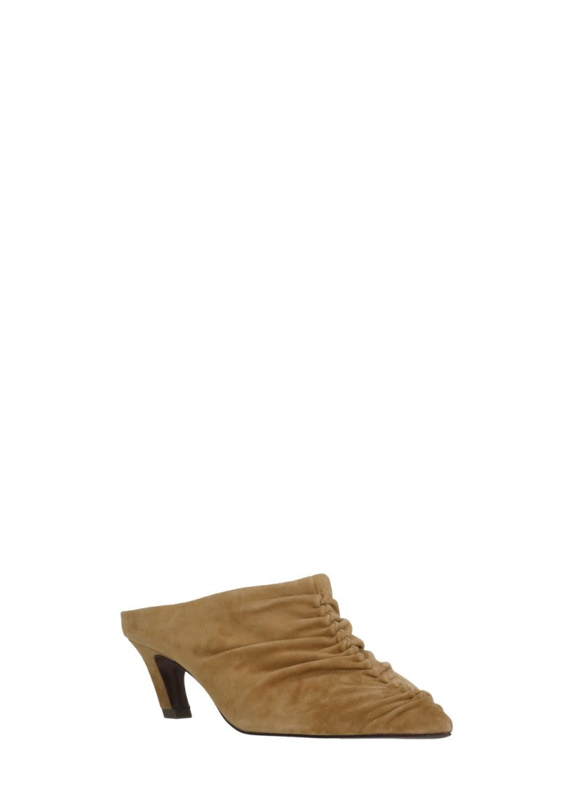Ash Beige Viva Draped Suede Sabot