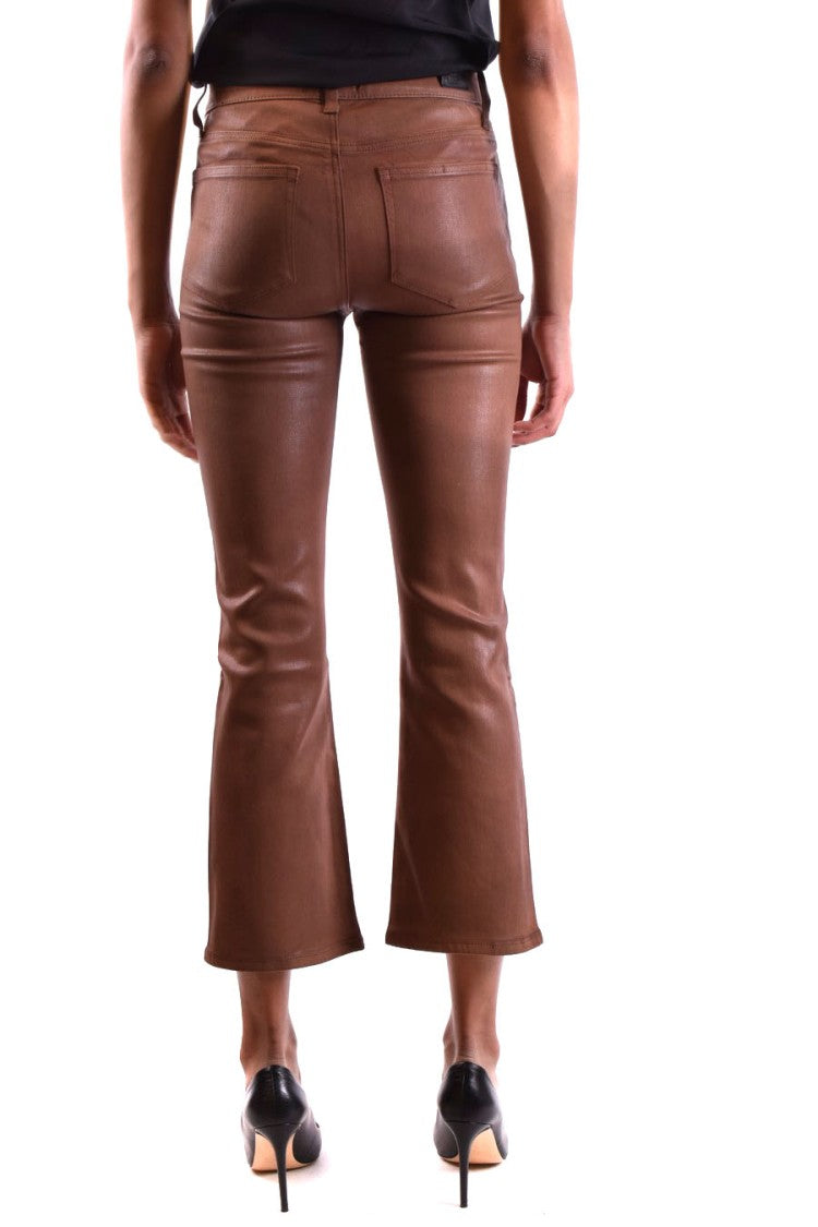 Paige Cropped Cognac Jeans With Flared Silhouette