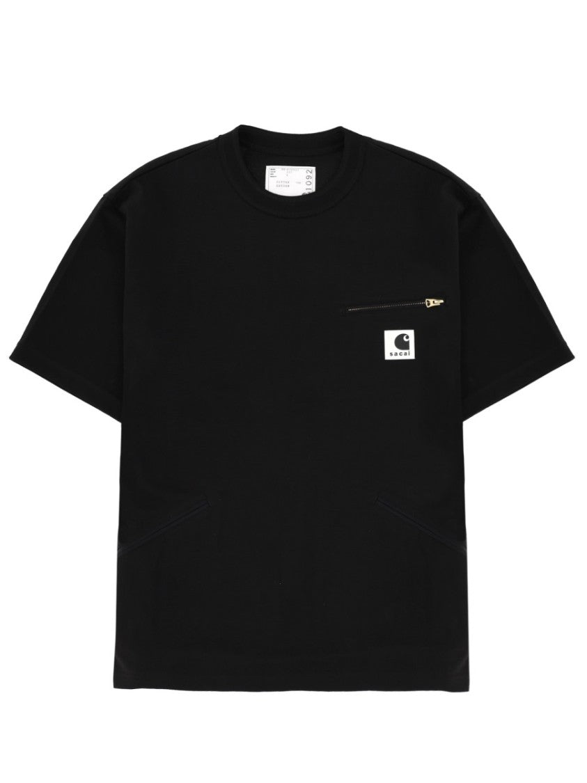 Sacai X Carhartt Wip Black Zippered Pocket Boxy T-Shirt