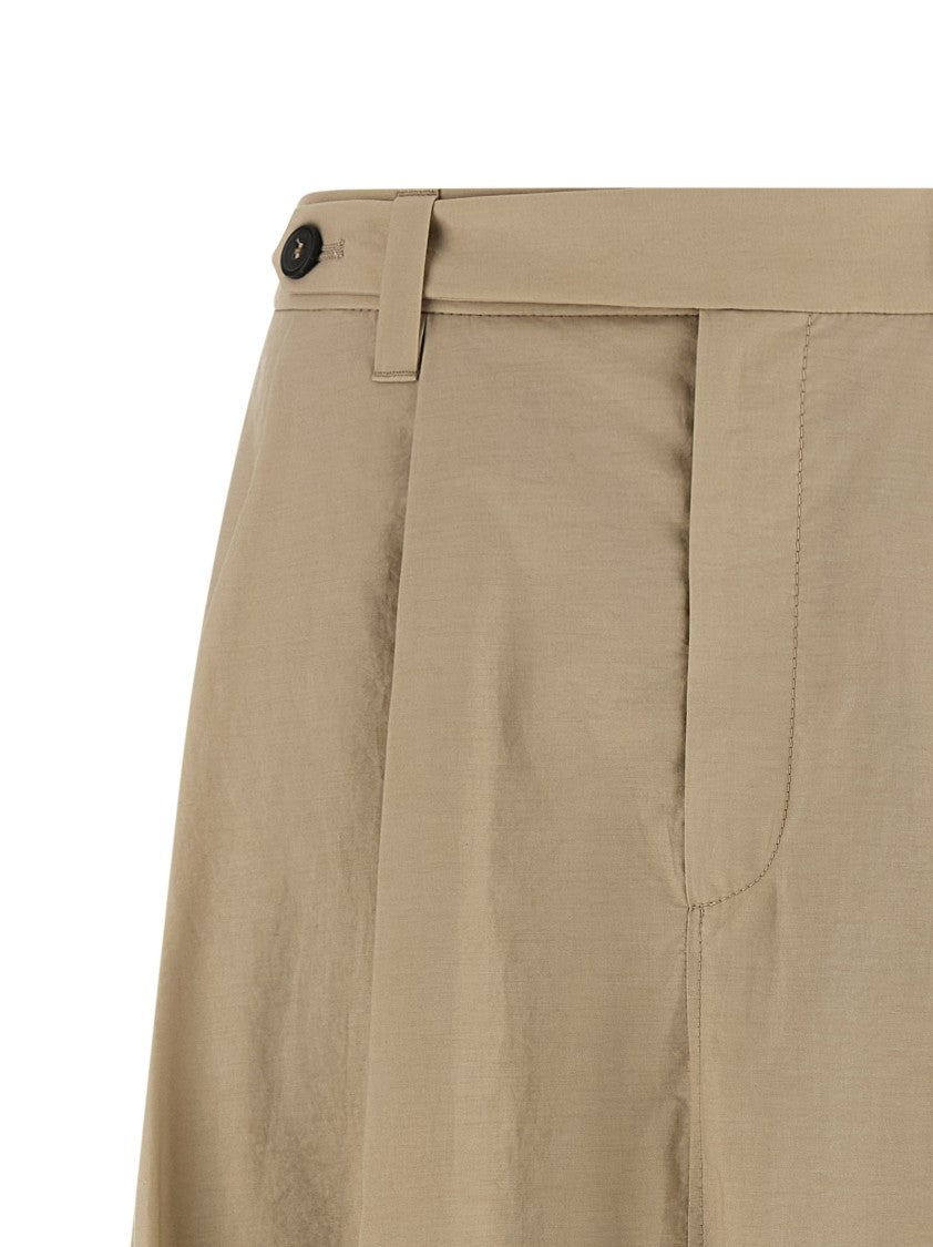 Brunello Cucinelli Flared Light Cotton Skirt With Concealed Zip Closure And Pin Tucks