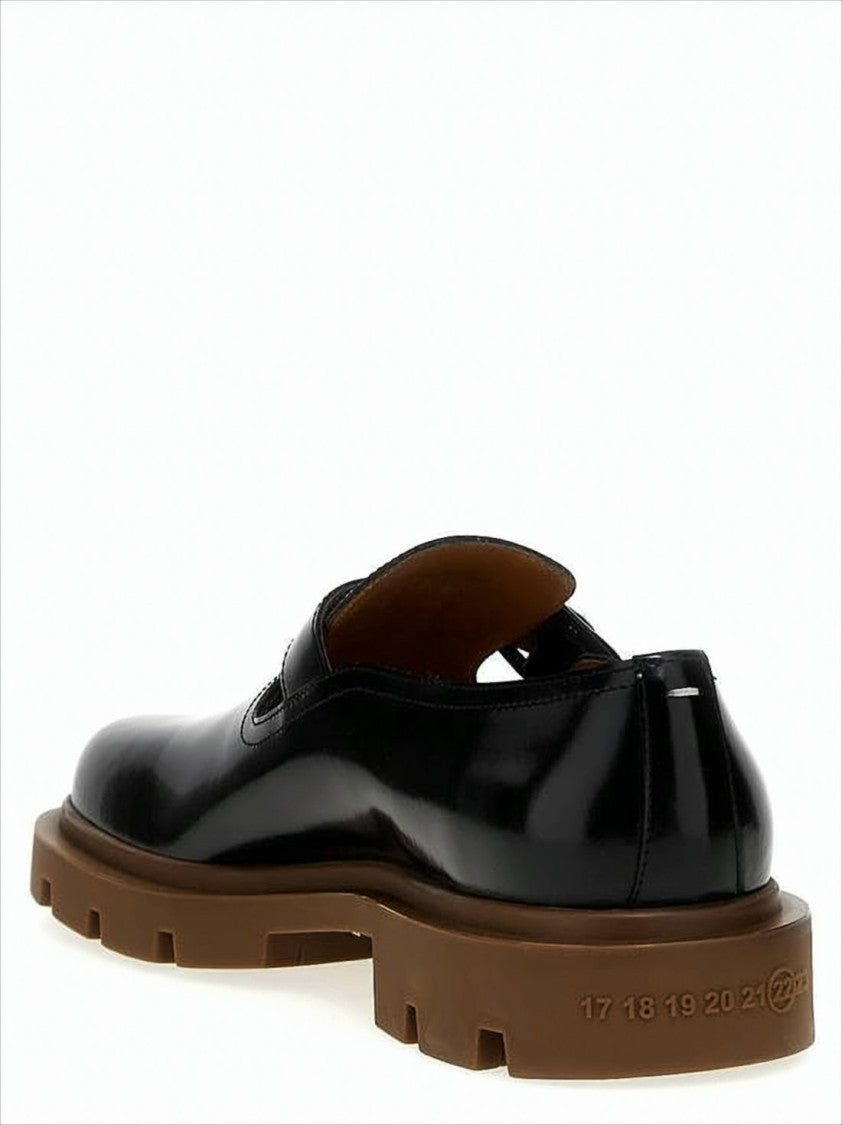 Maison Margiela Polished Black Calf Leather Loafers With Buckle Strap