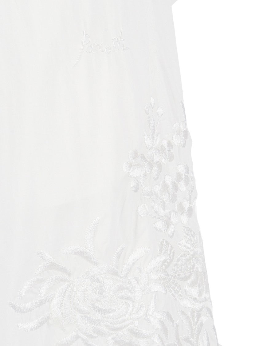 P.A.R.O.S.H. Wide Leg Tonal Floral Straight-Leg Pants