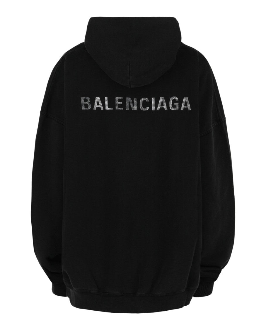 Balenciaga Oversized Crystal Embellished Logo Hoodie