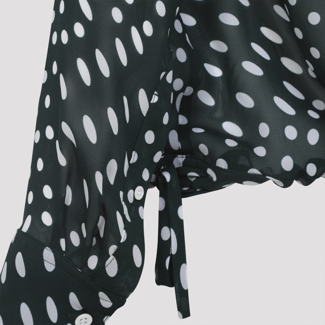 Dries Van Noten Vivid Green Polka Dot Shirt With Adjustable Hem