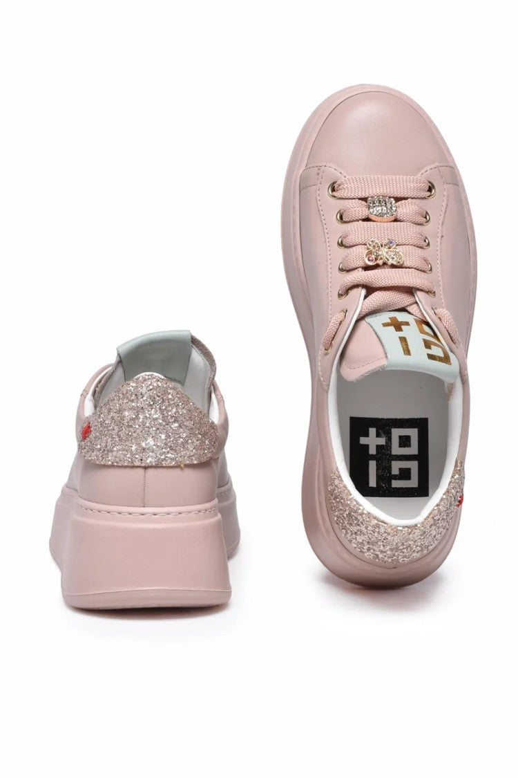 Gio + Leather Wedge Sneakers - Pink