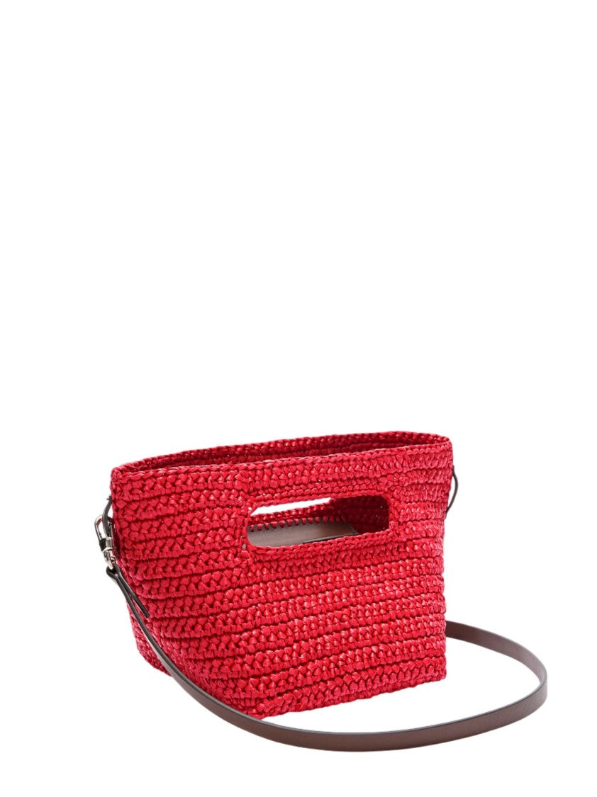 The Attico Woven Red Handbag With Cut-Out Handles