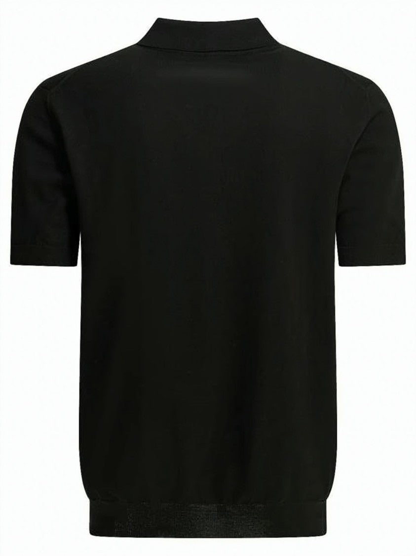 Baracuta Short-Sleeve Polo Shirt With Three-Button Placket And Ribbed Cuffs