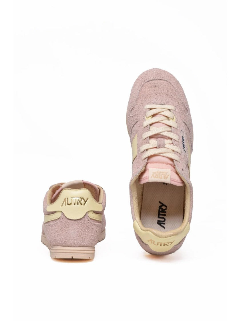 Autry Pink Leather Suede Sneakers