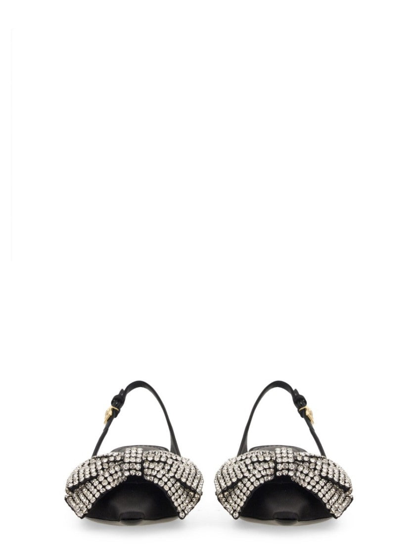 Dolce & Gabbana Satin Sling-Back With Rhinestone Embroidery