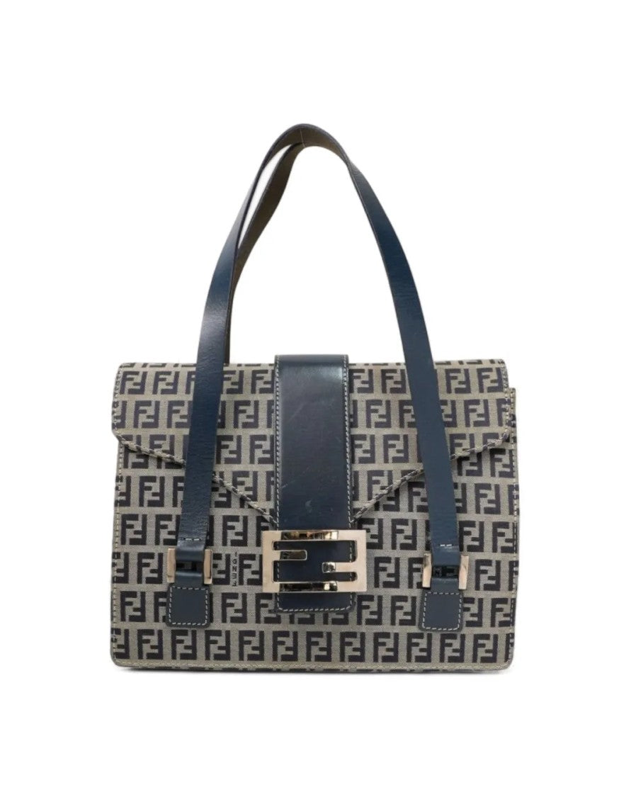 Fendi Shopper Square Small Ff Logomania Blue