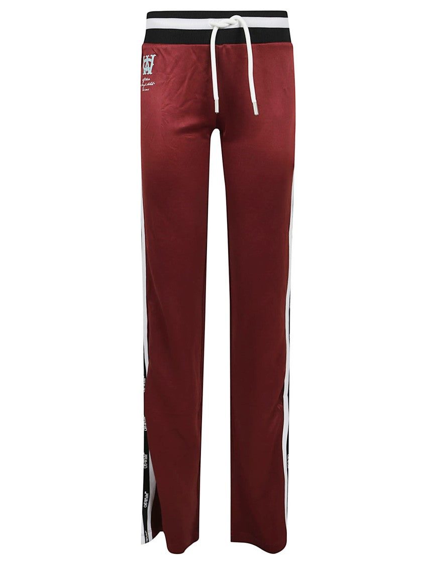 Off-White Deep Red Trousers With Striped Side Panels