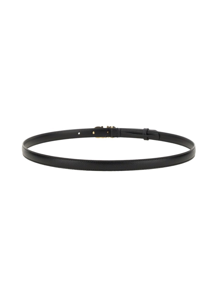 Ferragamo Slim Fit Gancini Gold Buckle Belt