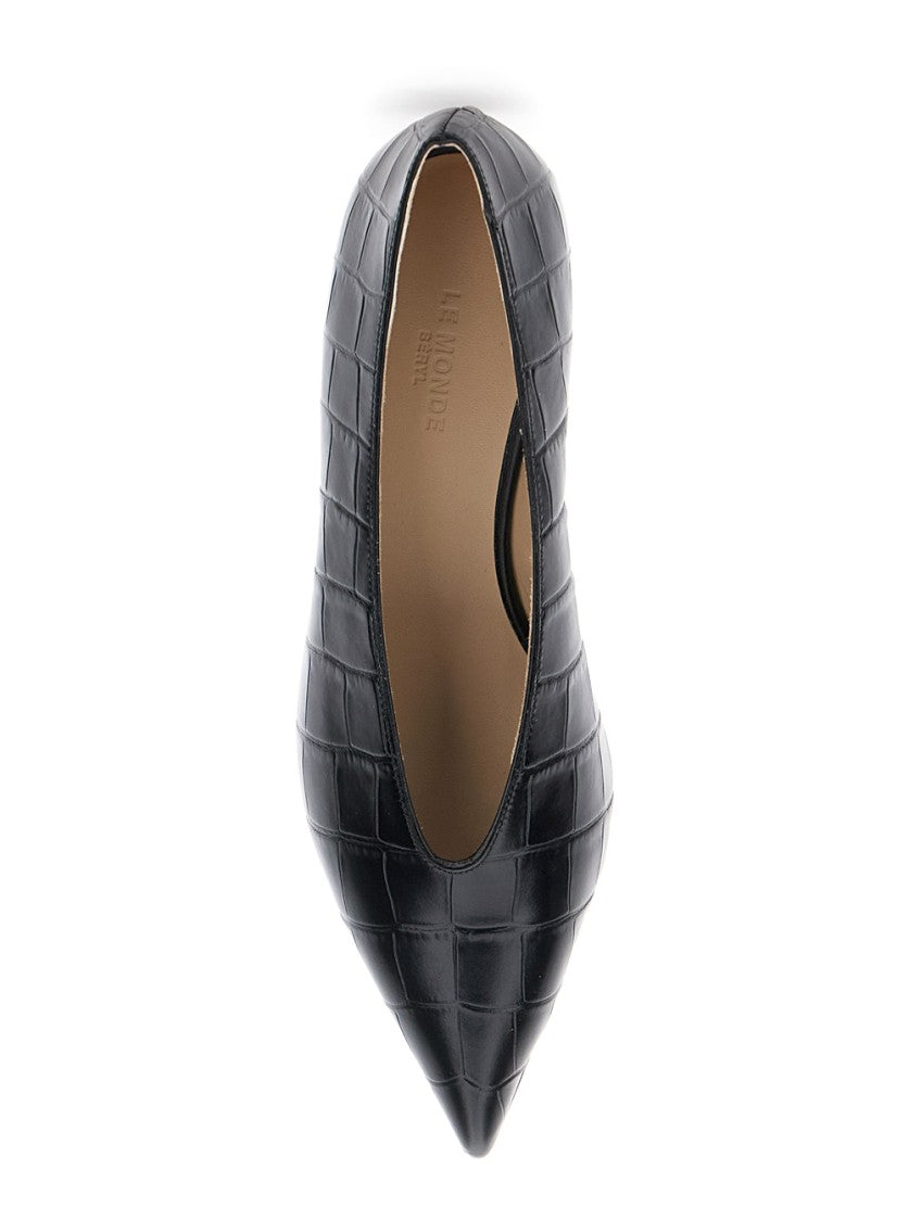 Le Monde Béryl Pointed Toe Pumps With Crocodile Textured Finish