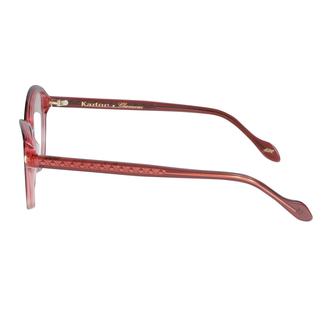 Kador Melany Glamour-V Translucent Reddish Cat-Eye Sunglasses With Gold Accents