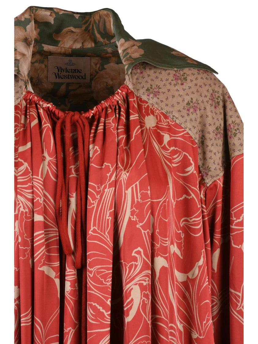 Vivienne Westwood Patchwork Baseball Dress With Gathered Neckline