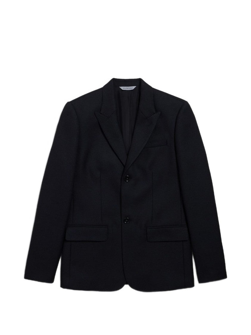 Balenciaga Black Wool Gabardine Slim Fit Single-Breasted Jacket