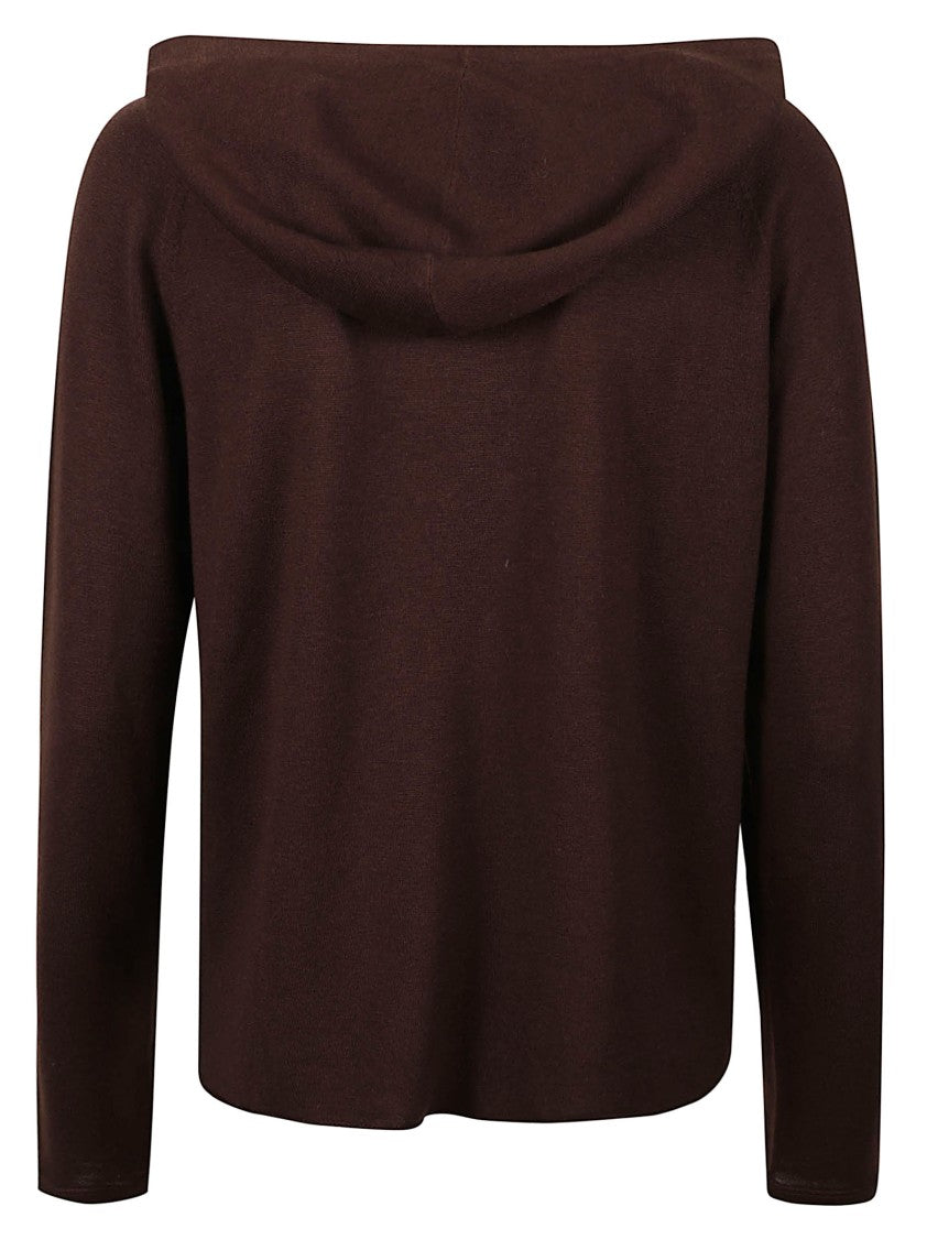 Majestic Filatures Cropped Brown Hoodie With Raglan Sleeves And Drawstrings