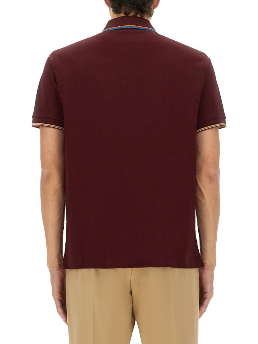 Paul Smith Zip Polo With Contrasting Striped Accents