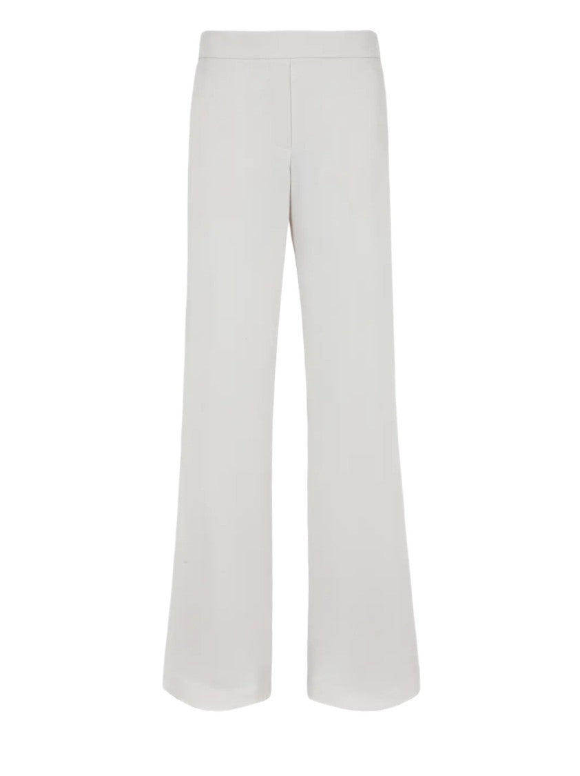 Parosh Wide-Leg White Cady Trousers With Elastic Waistband
