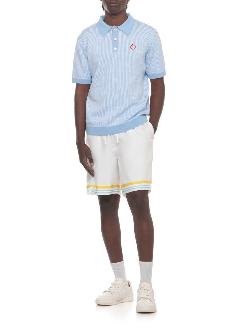 Casablanca Light Blue Pinstripe Striped Polo Shirt