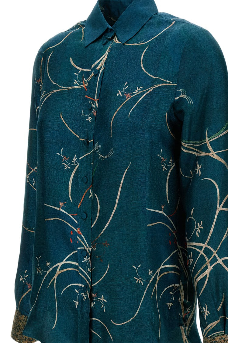 Pierre-Louis Mascia Multicolor Printed Silk Twill Long-Sleeve Shirt