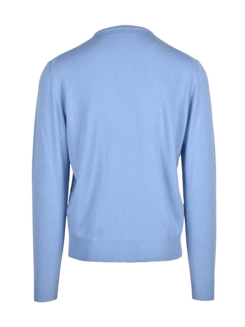 Filippo De Laurentiis Light Blue Merino Wool-Blend Crewneck Sweater