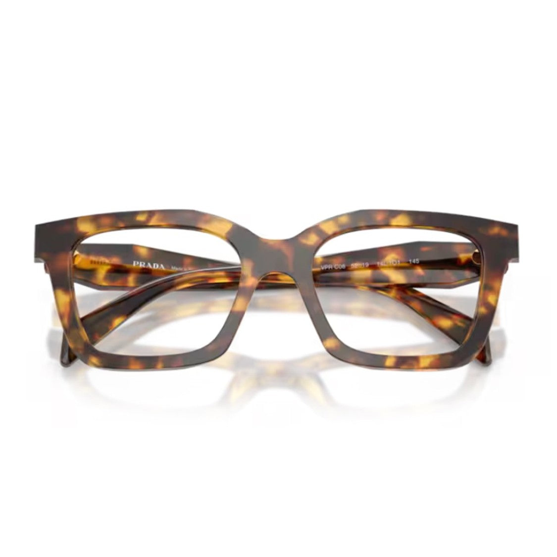 Prada Havana Pr C08v 3D Textured Square Eyeglasses